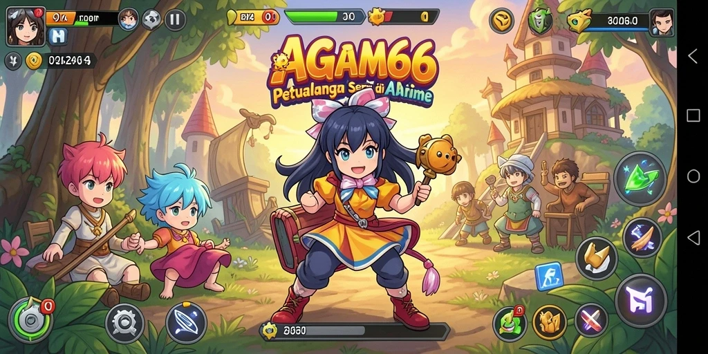 Tampilan seru dari gameplay AGAM66 yang penuh aksi dan karakter anime.
