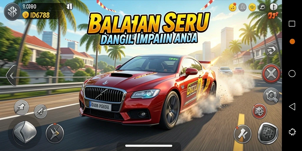 Gameplay menegangkan dalam balapan cepat dan seru.