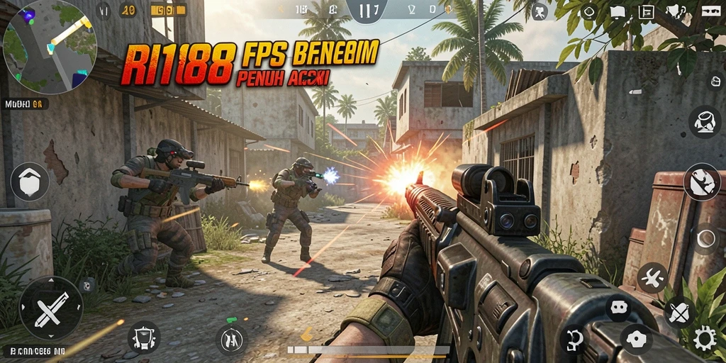 Screenshot utama dari <strong>RI188</strong> menunjukkan aksi mendebarkan dalam permainan FPS.