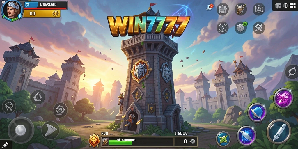 Tampilan gameplay menawan dari WIN777 dalam mode Tower Defense.