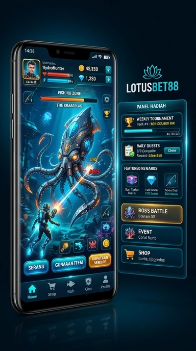 Menu navigasi aplikasi lotusbet88 yang user-friendly dan intuitif.